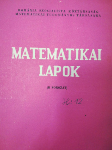 Matematikai lapok 1 (B sorozat) XVIII. vfolyam 1967. janur