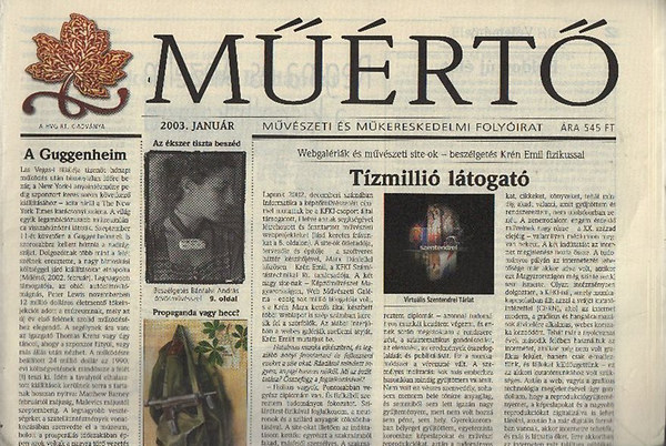 Műértő- Művészeti és műkereskedelmi folyóirat (2003-as évf, hiány: júniusi szám)