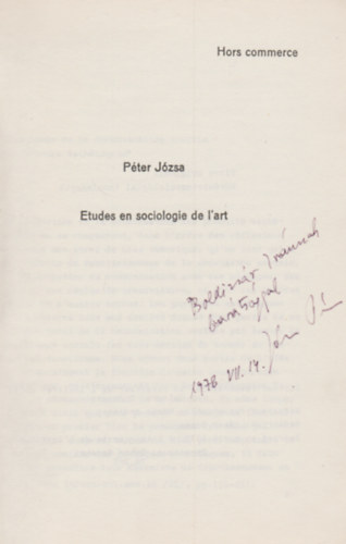Jzsa Pter - Etudes en sociologie de l'art (Dediklt)