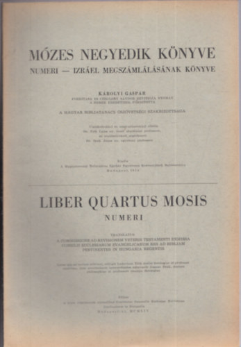 Krolyi Gspr  (ford.) - Mzes negyedik knyve - Numeri - izrel megszmllsnak knyve