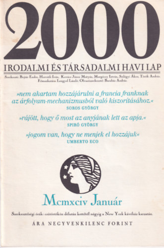 2000 Irodalmi �s T�rsadalmi Havi Lap - 1994. Janu�r