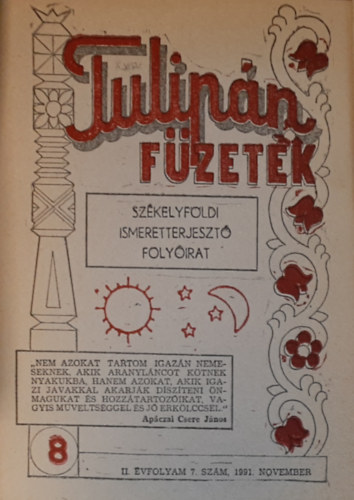 Tulipn fzetek- Szkelyfldi ismeretterjeszt folyirat 8. (1991. november)