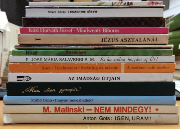 Bolberitz Pál, Berecz Sándor, Közi Horváth József, György Attila, Hozé, Szabó Géza, Orczi Géza & Szabó Zoltán, M. Malinski Pearl G. Young - 15 db vallási kiadvány - címek a tartalomjegyzékben!