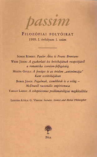 Passim (Filozfiai Folyirat) 1999/1.