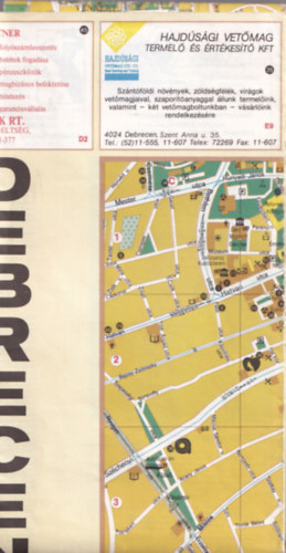 Debrecen '91 térkép (utcajegyzékkel)