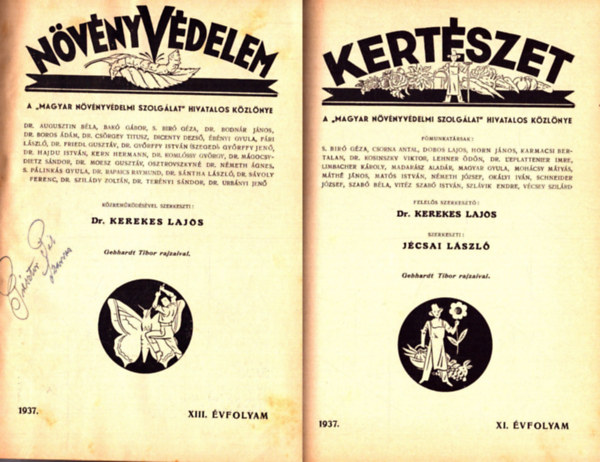 Kerekes Lajos dr. (szerk.) - Növényvédelem 1937. XIII. évfolyam és Kertészet 1936. X. évfolyam teljes (egybekötve)