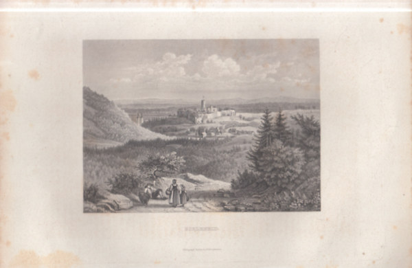 Bielefeld látképe - eredeti litográfia (metszet)