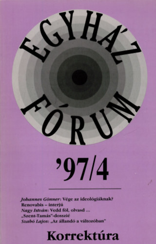 B�k�si Eszter, D�v�ny Istv�n Andok M�nika - Egyh�z-F�rum '97/4- Korrekt�ra
