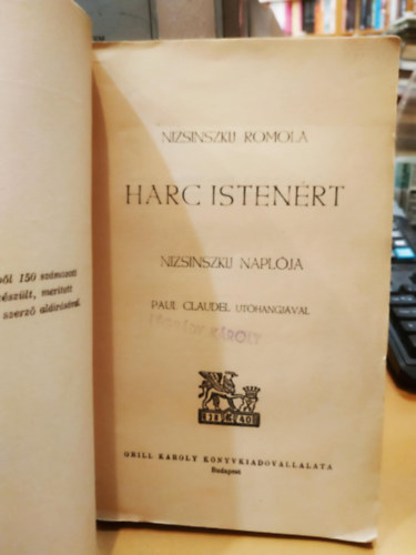 Nizsinszkij Romola - Harc Isten�rt - Nizsinszkij napl�ja