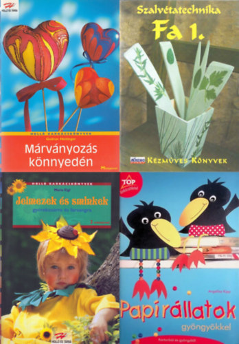 Gudrun Hettinger, Maria Eigl Angelika Kipp - 4 db hobbikönyv: Papírállatok gyöngyökkel - Kartonból és gyöngyből + Márványozás könnyedén + Jelmezek és sminkek gyerekzsúrra és farsangra + Szalvétatechnika - Fa 1.