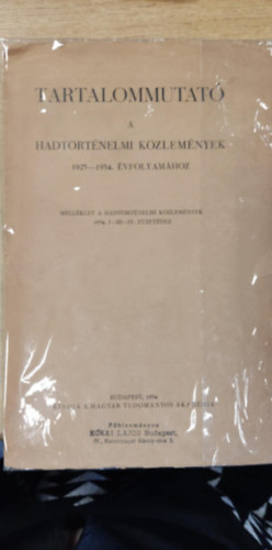 Tartalommutató a hadtörténelmi közlemények 1924-1934 évfolyamához