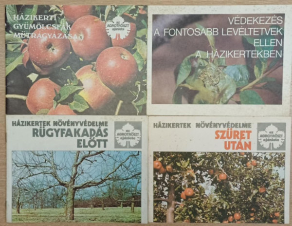 4 db n�v�nyv�delmi f�zet: H�zikerti gy�m�lcsf�k m�tr�gy�z�sa - H�zikertek n�v�nyv�delme r�gyfakad�s el�tt - V�dekez�s a fontosabb lev�ltetvek ellen a h�zikertben - H�zikertek n�v�nyv�delme sz�re ut�n