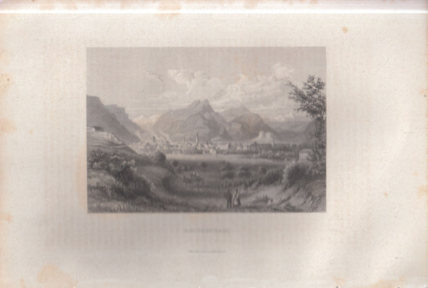 Bad Reichenhall látképe - eredeti litográfia (metszet)