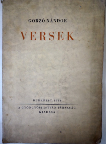 Gorz� N�ndor - Versek, 1934