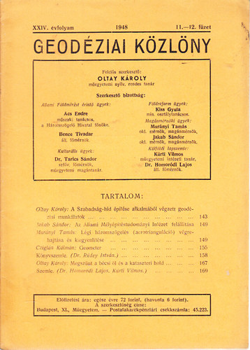 Oltay Károly - Geodéziai közlöny 1948/11-12. füzet