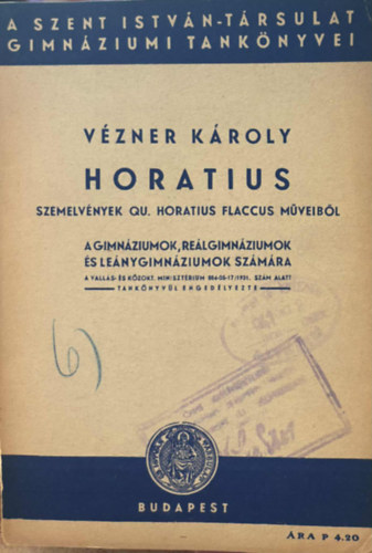 Vzner Kroly - Horatius - Szemelvnyek QU Horatius Flaccus Mveibl