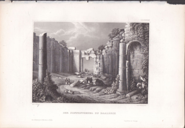 Der Sonnentempel zu Baalbeck (A Naptemplom Baalbekben, Libanon, �zsia) (16x23,5 cm m�ret� eredeti ac�lmetszet, 1856-b�l)