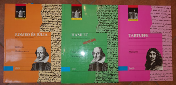 Jean Baptiste Moliere William Shakespeare - 3 klasszikus dráma a Matúra Klasszikusok című sorozatból: Rómeó és Jólia (teljes gondozott szöveg), Hamlet (teljes gondozott szöveg - kétnyelvű), Tartuffe (teljes gondozott szöveg),