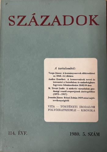 Sz�zadok 1984/3. (A Magyar T�rt�nelmi T�rsulat k�zl�nye)