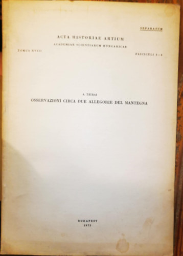 A. Tátrai - Osservazioni circa due allegorie del Mantegna