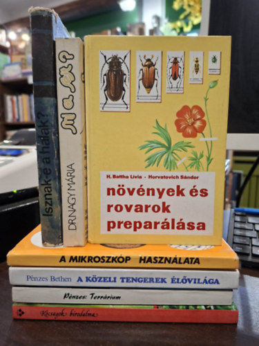 SZERZŐ H. Battha Lívia Horvatovich Sándor SZERKESZTŐ Zánkai Géza, Dr. Nagy Mária, B. Szergejev, Kótai István, Pénzes Bethen, Schmidt Egon - 7 kötetes biológia KÖNYVMENTŐ AJÁNLAT: Növények és rovarok preparálása, Mi a sejt?, Isznak-e a halak?, A mikroszkóp használata, A közeli tengerek élővilága, Terrárium, Kócsagok birodalma
