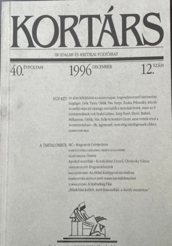 Kortrs irodalmi s kritikai folyirat 40. vfolyam 12. szm 1996 december