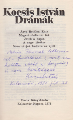 Kocsis Istv�n - Dr�m�k (Dedik�lt)