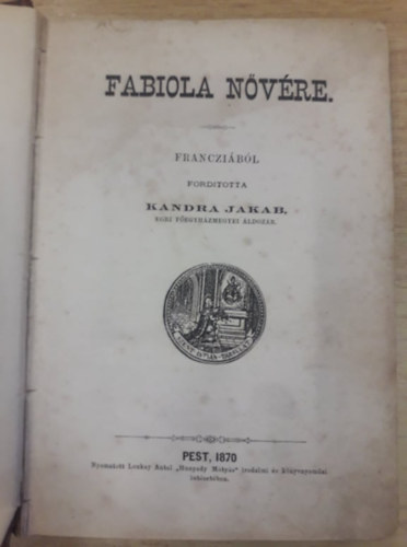 Kandra Jakab - Fabiola nvre (1870)