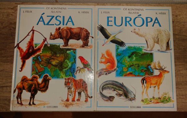 2 k�tet az �t kontinens �llatai c�m� sorrozatb�l: �zsia, Eur�pa