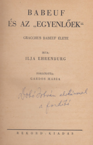 Ilja Ehrenburg - Babeuf �s az "egyenl�ek"