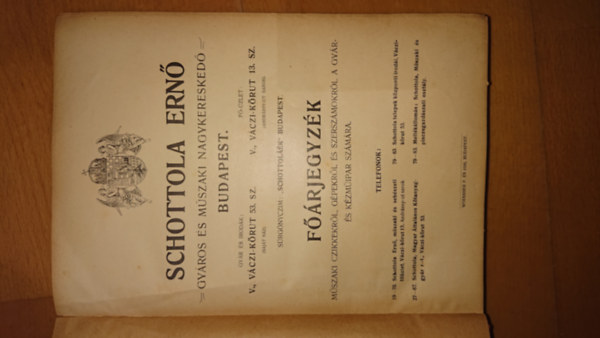 Schottola Ernő Műszaki Árjegyzéke