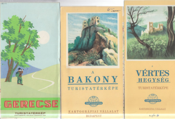 5 db. turistatérkép (Gerecse, Bakony, Vértes, A Pilis hegység, A Bükk hegység)