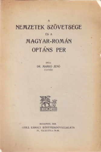 Dr. Mark Jen - A Nemzetek Szvetsge s a magyar-romn optns per