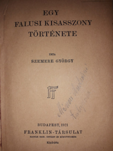Szemere György - Egy falusi kisasszony története