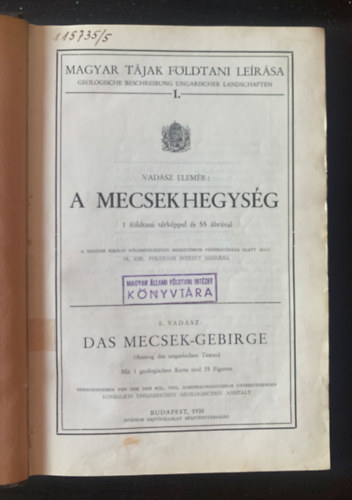 Vadász Elemér - A Mecsek hegység