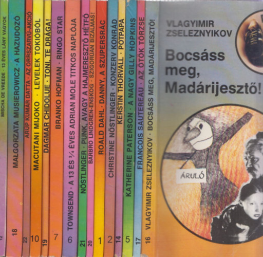 15 db knyv a Piknik Knyvek sorozatbl: Bocsss meg, Madrijeszt! + Az tk Trzse + A Nagy Gilly Hopkins + Ptpapa + Konzerv Konrd + Danny, a szupersrc + Szigoran bizalmas! + Punk, avagy a Hajmereszt Htf + ...