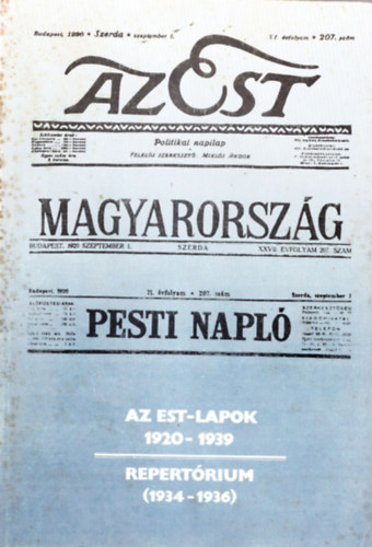 Mikl�s Andor - Az Est-lapok 1920-1939  repert�rium ( 1934-1936 )