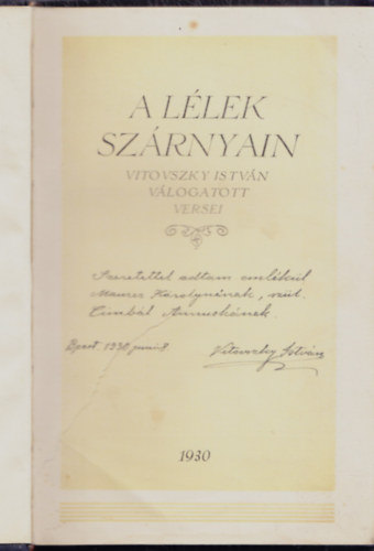 Vitovszky István - A lélek szárnyán - Vitovszky István válogatott versei