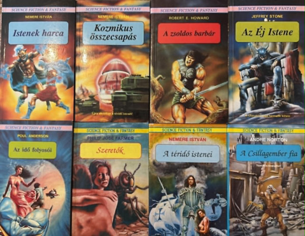 T�bb szerz� - Science fiction & fantasy k�nyvcsomag (8 darab) Istenek harca; Kozmikus �sszecsap�s; A zsoldos barb�r; Az �j istene; Az id� folyos�i; Szeret�k; A t�rid� istenei; A csillagember fia