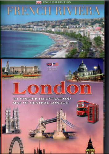 2 db angol nyelv tiknyv "English Edition" kiadsban: French Riviera + London 161 colour illustrations map of Central London.