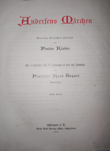 Andersens Märchen - Andersen mesék. (Német nyelvű, gótbetűs, 2. kiadás)