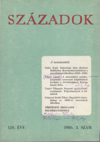 Szzadok 1986/3. (A Magyar Trtnelmi Trsulat kzlnye)