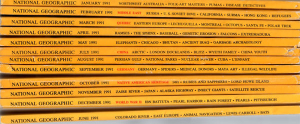 Gilbert M. Grosvenor - National Geographic: 1991. Vol. 179, No. 1,2,3,4,5,6, Vol. 180, No. 1,2,3,4,5,6, teljes vfolyam.