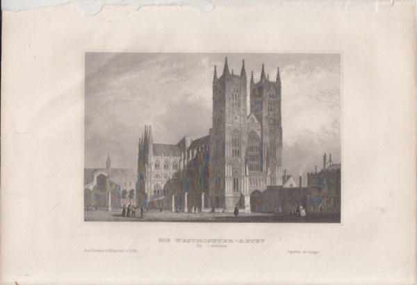 Die Westminster-Abtey in London (Westminster Abbey, London, Anglia, Eurpa) (16x23,5 cm mret eredeti aclmetszet, 1856-bl)