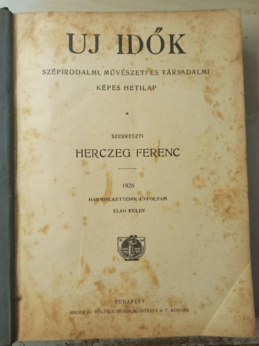 Herceg Ferenc  (szerk.) - Uj Idk 1926 I.