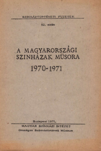 Alpr gnes - A magyarorszgi sznhzak msora 1970-1971 (adattr)