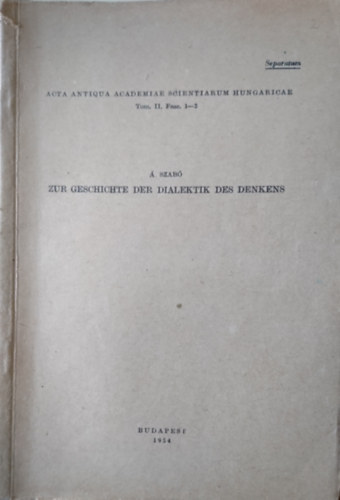 rpd Szab - Zur Geschichte der Dialektik des Denkens