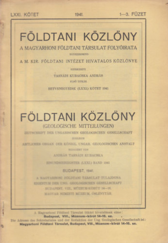 Fldtani kzlny 1941/1-12. (Teljes vfolyam lapszmonknt)