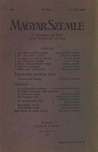 Magyar Szemle 1929. v V. ktet 2.(18.) szm