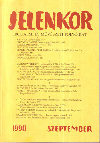 Csuhai Istv�n  (f�szerkeszt�) - Jelenkor 1998. szeptember